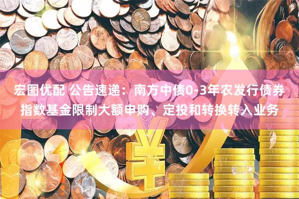 宏图优配 公告速递：南方中债0-3年农发行债券指数基金限制大额申购、定投和转换转入业务